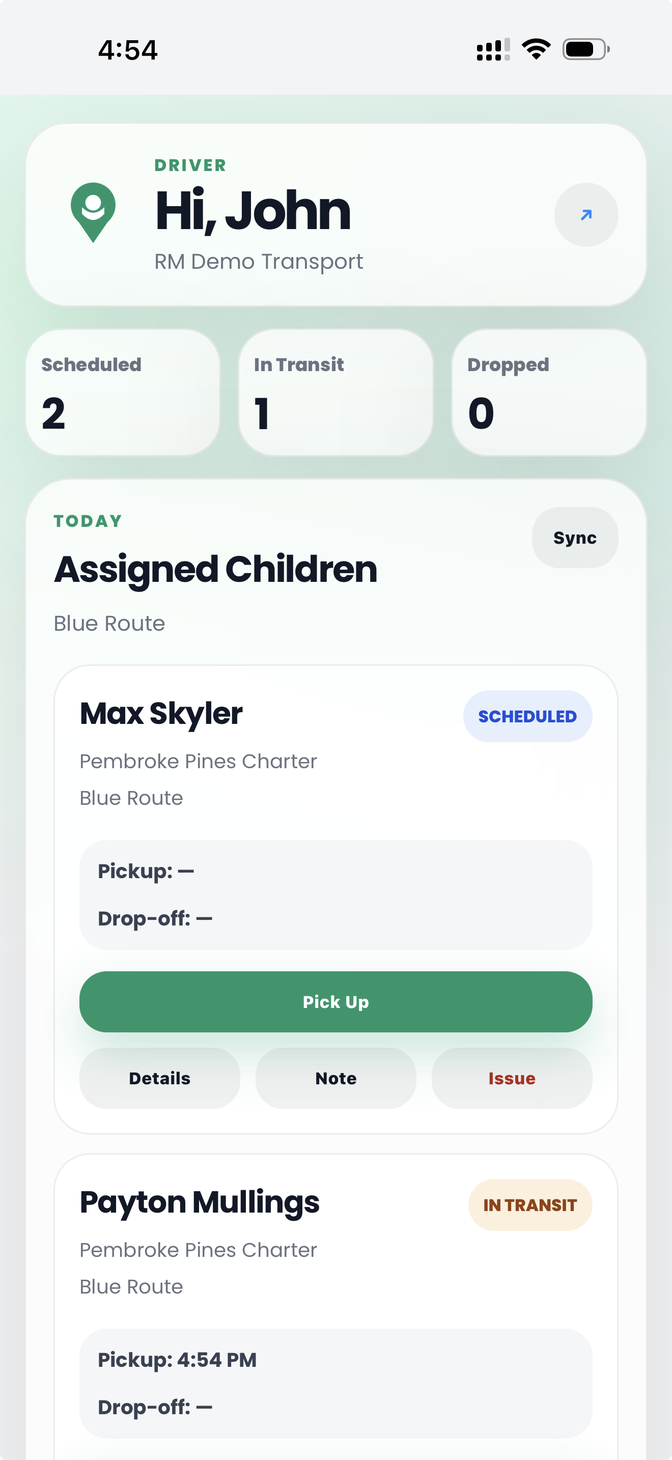 Kidtrackr mobile view
